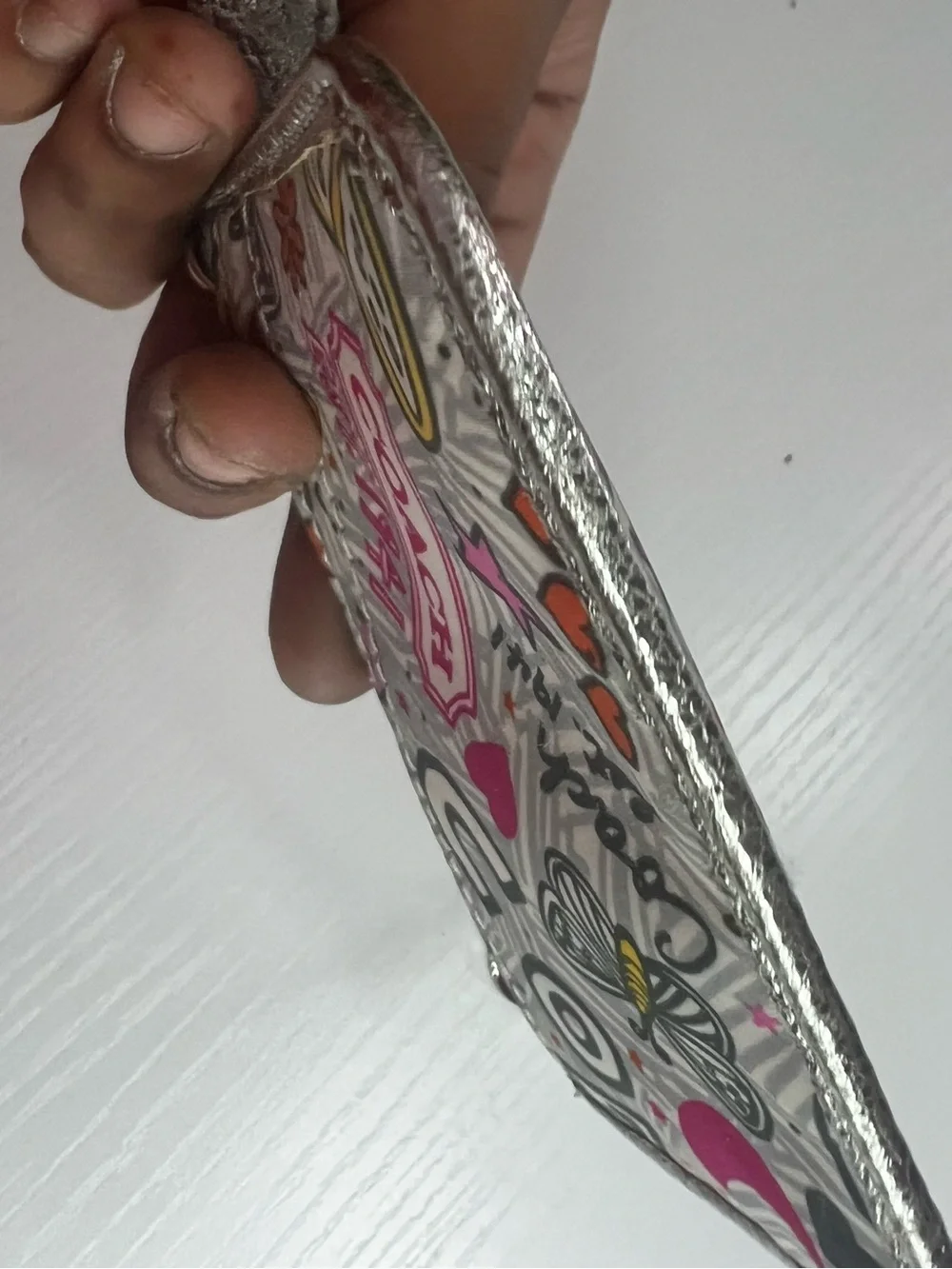 Coach Silver-Trim Poppy Graphic Card Case Keychain